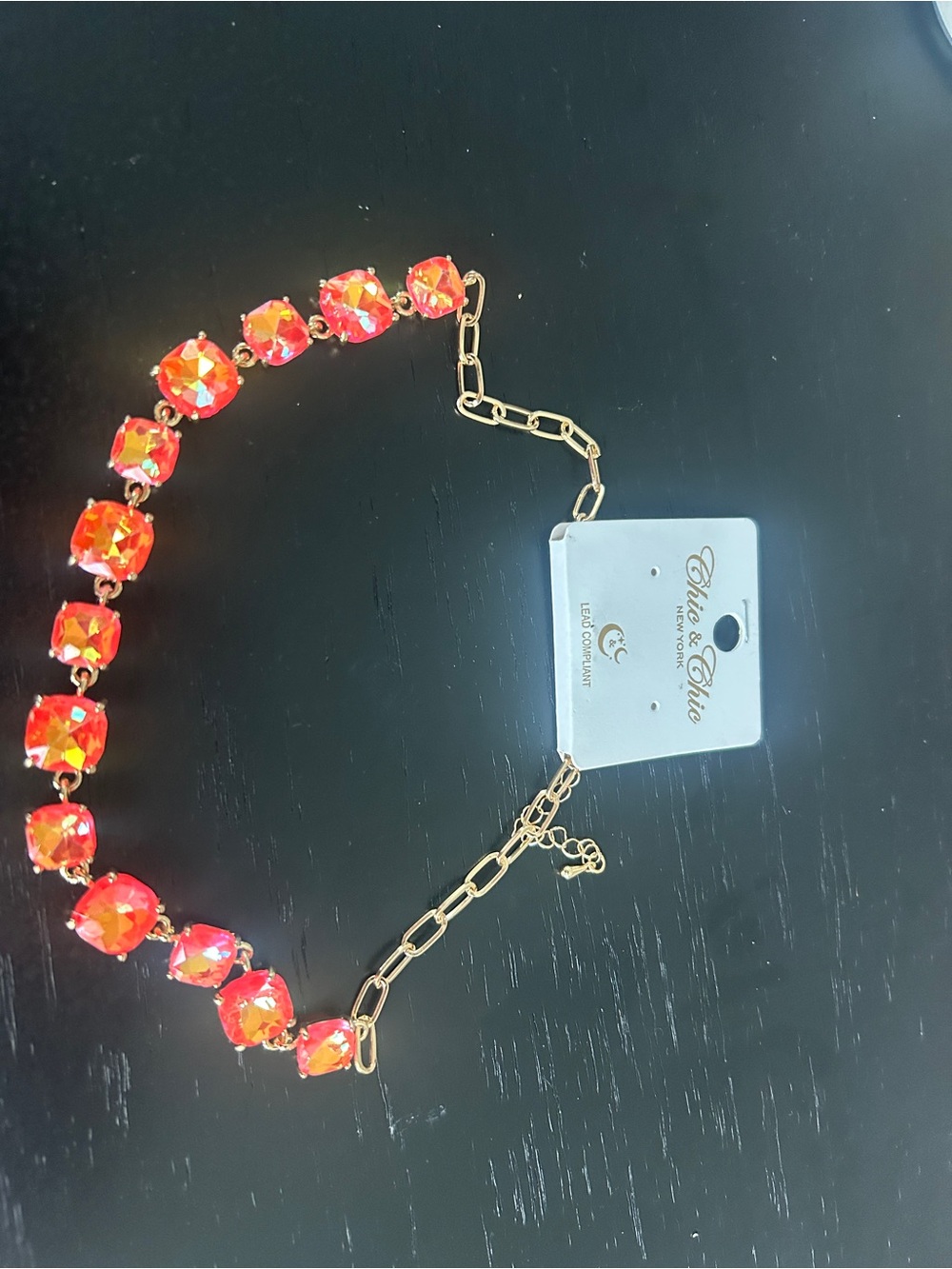 Orange Crystal Statement Necklace